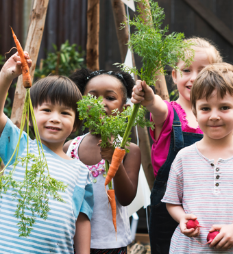 Photo of children with carrots